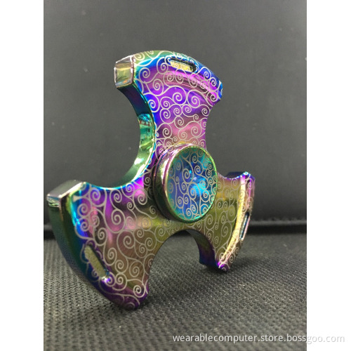 Hot sale zinc alloy fidget hand tri spinner decompression rainbow metal fidget spinner free sample fidget toys